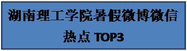 文本框: 湖南理工学院暑假微博微信热点TOP3